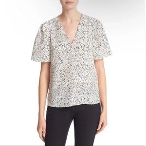 Rebecca Taylor - Snow Dot V Neck Silk Top - Size 6
